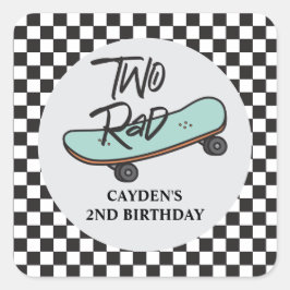 Pegatina Cuadrada Patineta Two Rad cumpleaños 2