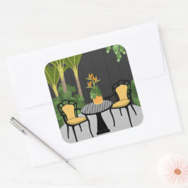 Pegatina Cuadrada Patio del jardín tropical