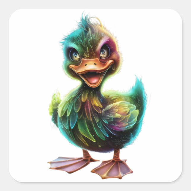 Pegatina Cuadrada Pato. (Anverso)