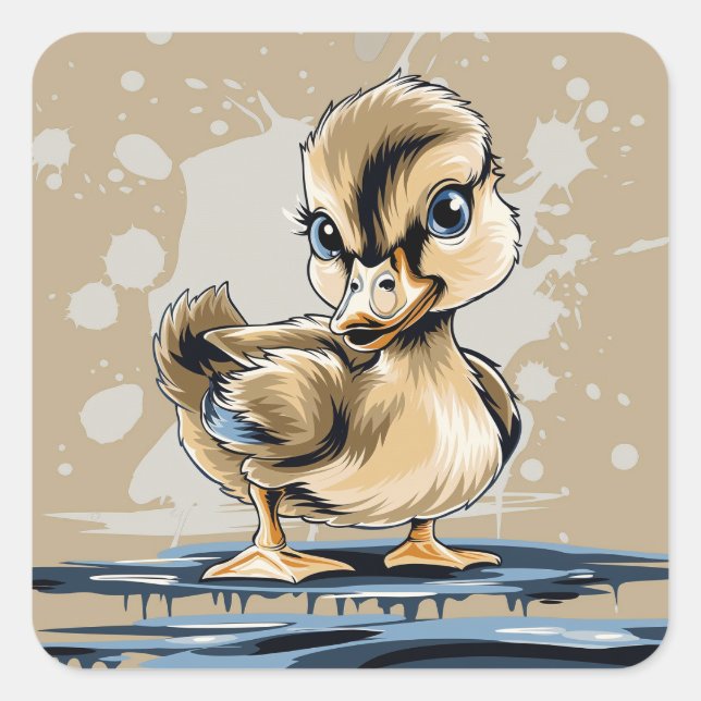 Pegatina Cuadrada Pato agudo (Anverso)