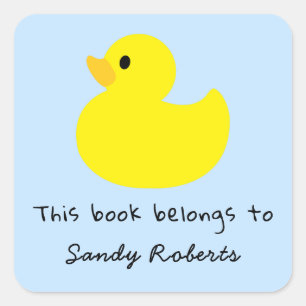 Pegatina Cuadrada Pato amarillo - este libro pertenece a
