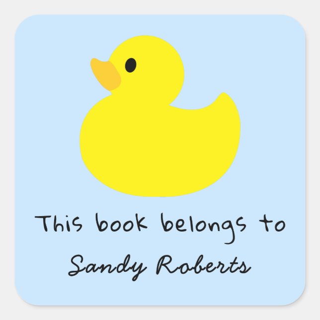 Pegatina Cuadrada Pato amarillo - este libro pertenece a (Anverso)