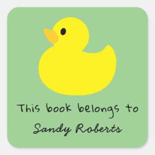 Pegatina Cuadrada Pato amarillo - este libro pertenece a