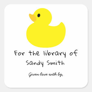 Pegatina Cuadrada Pato amarillo - para la biblioteca de