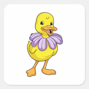 Pegatina Cuadrada Pato con Daisy