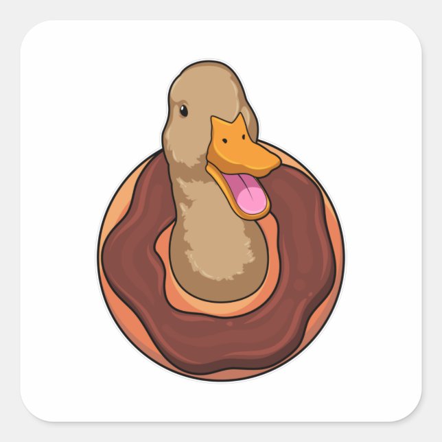Pegatina Cuadrada Pato con Donut (Anverso)