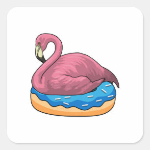 Pegatina Cuadrada Pato con Donut