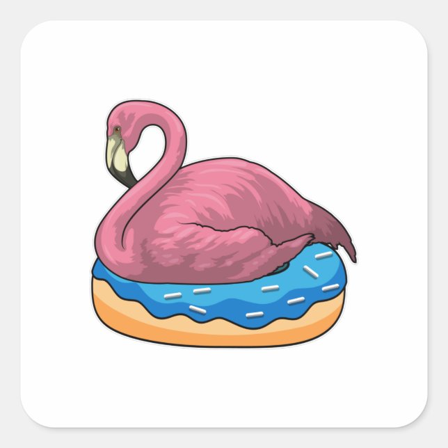 Pegatina Cuadrada Pato con Donut (Anverso)