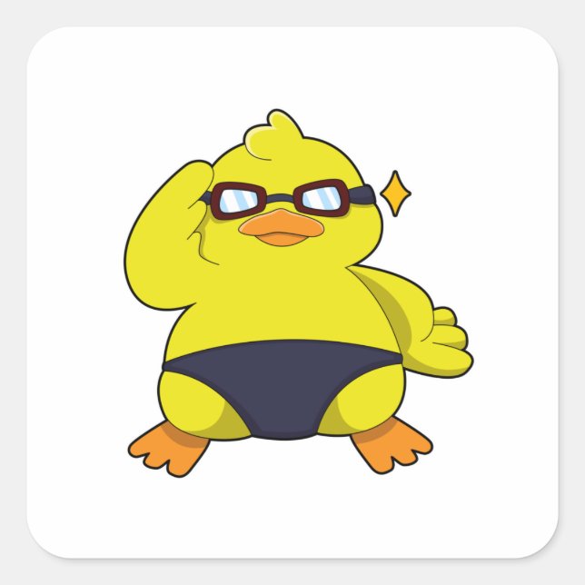 Pegatina Cuadrada Pato con gafas de sol (Anverso)