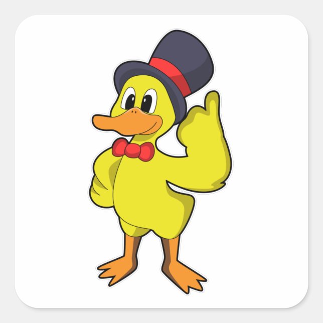 Pegatina Cuadrada Pato con Gorra (Anverso)