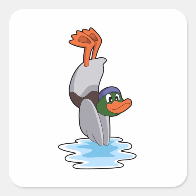 Pegatina Cuadrada Pato con soporte de mano en agua.PNG (Anverso)