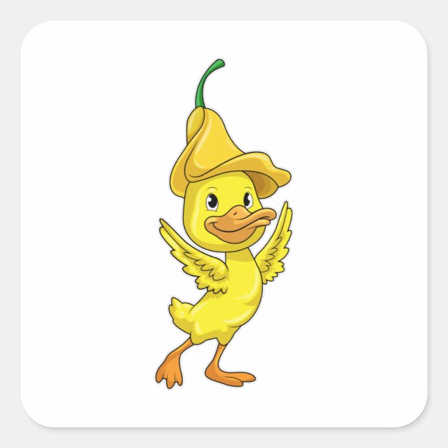 Pegatina Cuadrada Pato con tapa de goma amarilla (Anverso)