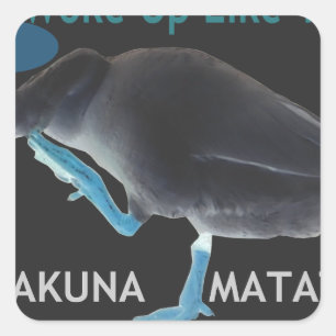 Pegatina Cuadrada Pato con texto I Woke Up Like This y Hakuna Matata