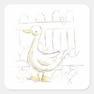 Pegatina Cuadrada Pato de cuento