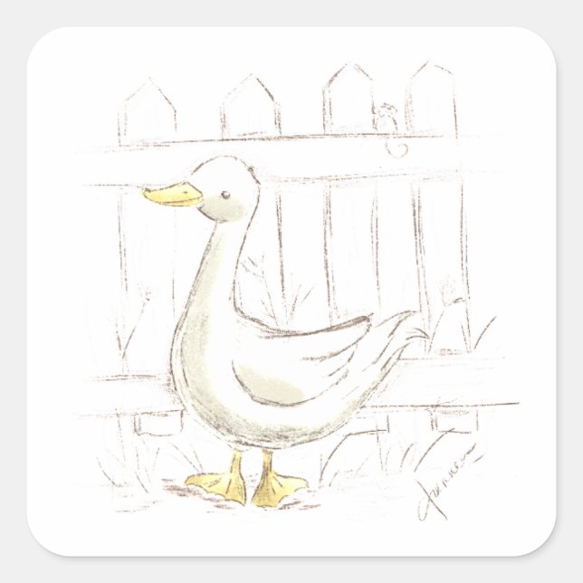 Pegatina Cuadrada Pato de cuento (Anverso)