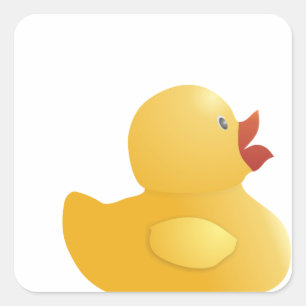 Pegatina Cuadrada Pato de goma amarillo