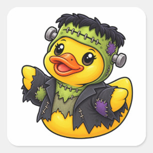 Pegatina Cuadrada Pato de goma clásico monstruo de Halloween