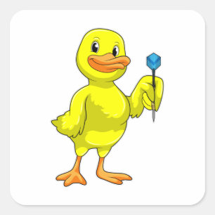 Pegatina Cuadrada Pato en Darts con Dart