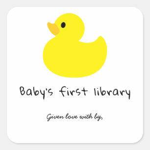 Pegatina Cuadrada Pato - La primera biblioteca del bebé