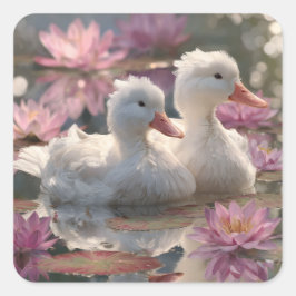 Pegatina Cuadrada Patos