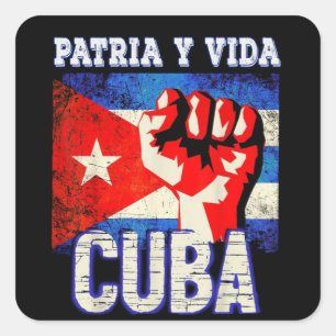 Pegatina Cuadrada Patria y vida de Cuba
