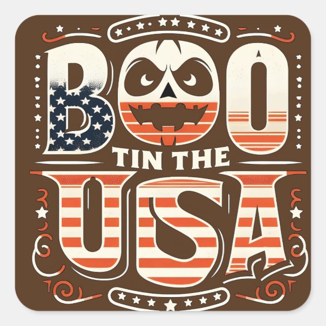 Pegatina Cuadrada Patrimonio de Halloween de Estados Unidos (Anverso)