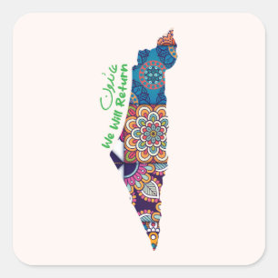 Pegatina Cuadrada Patrimonio dentro del mapa de Palestina