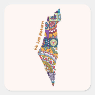 Pegatina Cuadrada Patrimonio dentro del mapa de Palestina
