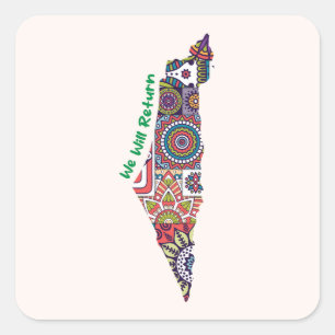 Pegatina Cuadrada Patrimonio dentro del mapa de Palestina