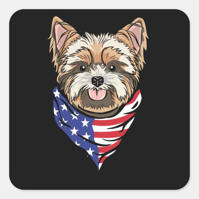 Pegatina Cuadrada Patriot Dog (Anverso)
