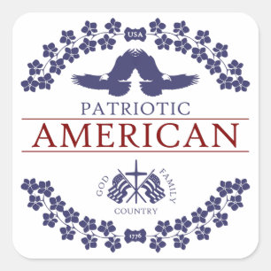 Pegatina Cuadrada PATRIOTA americano