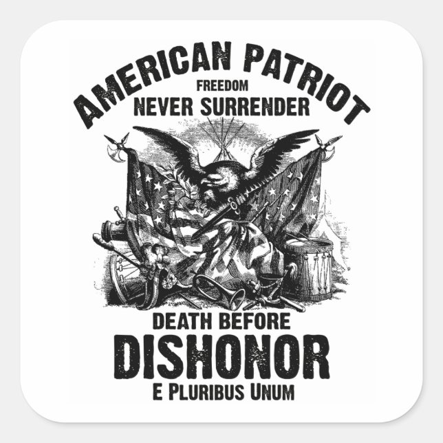 Pegatina Cuadrada Patriotas estadounidenses 3 (Anverso)