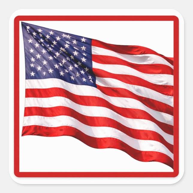 Pegatina Cuadrada Patriotic American Flag Square Sticker (Anverso)