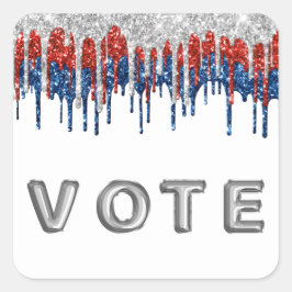 Pegatina Cuadrada Patriotic Glitter Drip Border Vote