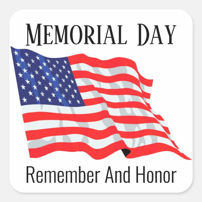Pegatina Cuadrada Patriotic Memorial Day Vintage American Flag (Anverso)