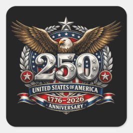 Pegatina Cuadrada Patriotic Silver Semiquincentennial Emblem