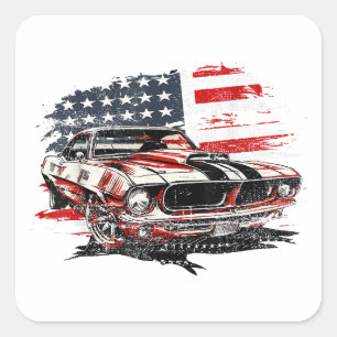 Pegatina Cuadrada Patriótico de la Bandera Americana