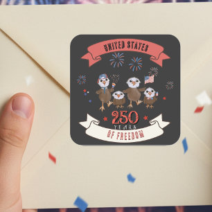 Pegatina Cuadrada Patriótico EE.UU. 250 años de libertad de la famil