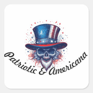 Pegatina Cuadrada Patriótico y Americana