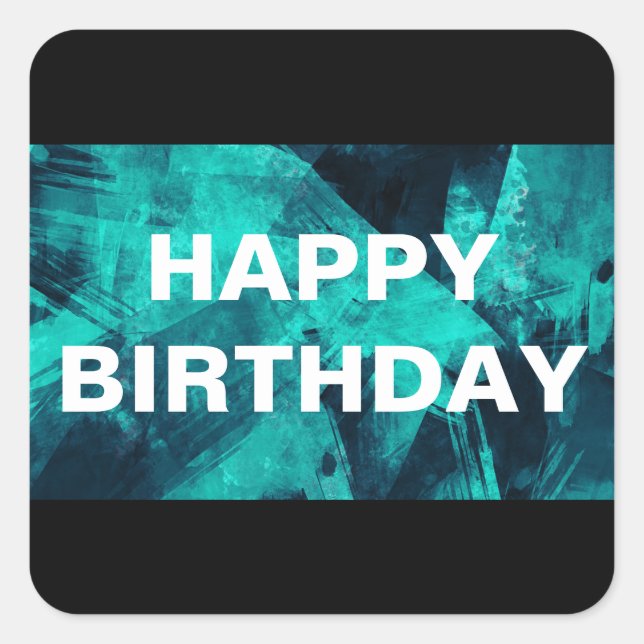 Pegatina Cuadrada Patrón abstracto azul y Verde azulado brillante (Anverso)