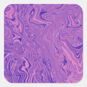 Pegatina Cuadrada Patrón abstracto de mármol líquido púrpura