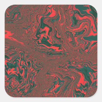Pegatina Cuadrada Patrón abstracto de mármol líquido rojo