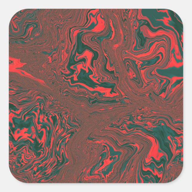 Pegatina Cuadrada Patrón abstracto de mármol líquido rojo (Anverso)