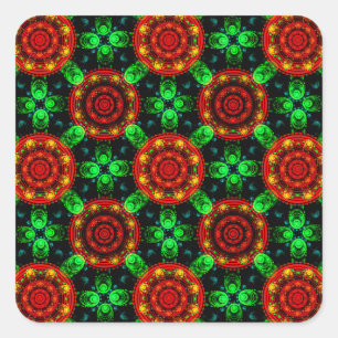 Pegatina Cuadrada Patrón abstracto elegante boho moderno floral #504