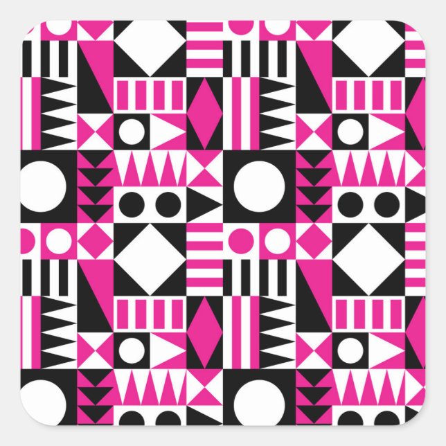 Pegatina Cuadrada Patrón abstracto moderno de mediados de siglo. (Anverso)