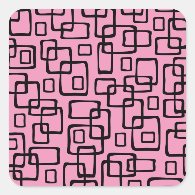 Pegatina Cuadrada Patrón abstracto moderno del siglo medio retro (Anverso)