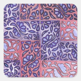 Pegatina Cuadrada Patrón abstracto morado y rosado