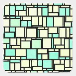 Pegatina Cuadrada Patrón amarillo verde geométrico