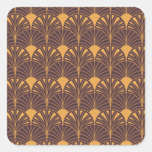 Pegatina Cuadrada patrón Art Deco con motivos en forma de abanico