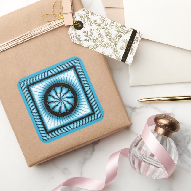 Pegatina Cuadrada Patrón azul abstracto (Regalar)